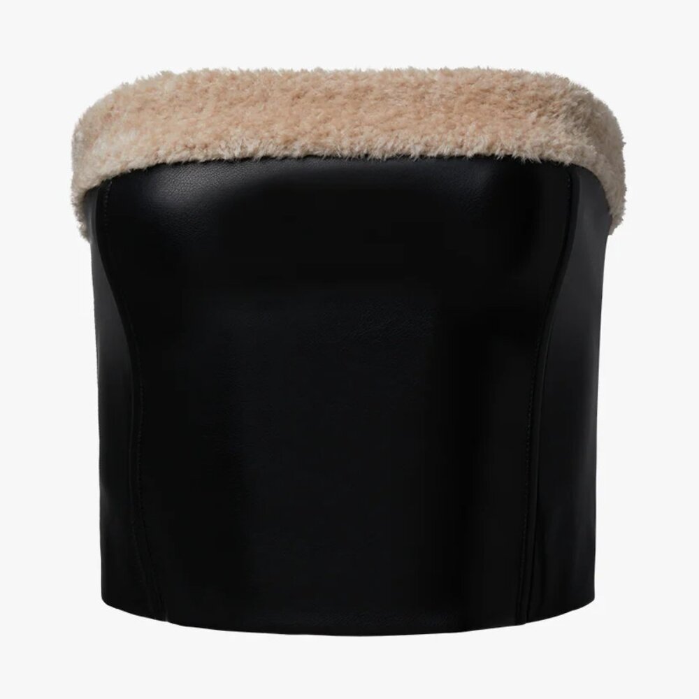 WeWoreWhat Faux Fur Corset Top